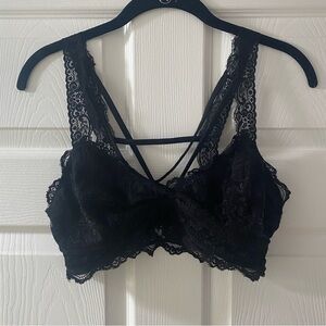 francesca’s society girl black lace lingerie top bra lacy